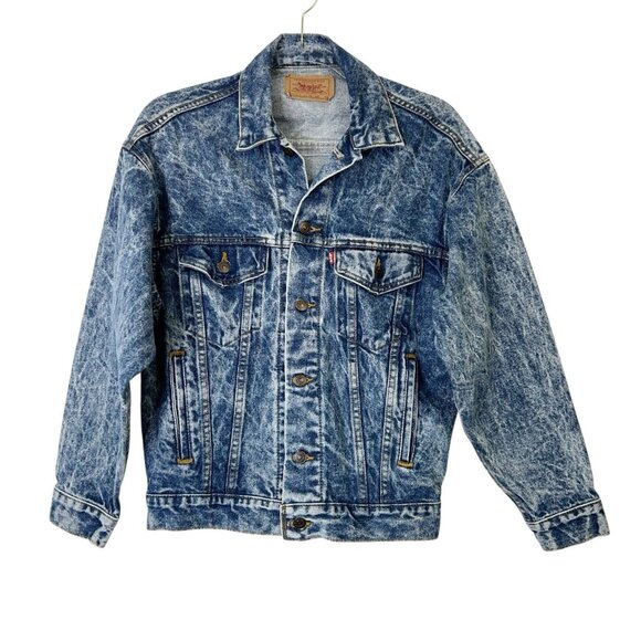 Vintage Levis Denim Trucker Jacket Men's Size XS Red Tab Acid Wash 80s 90s USA - Picture 1 of 10
